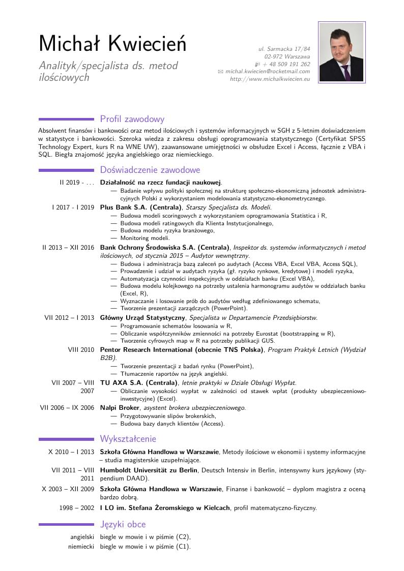 Michał Kwiecień's CV