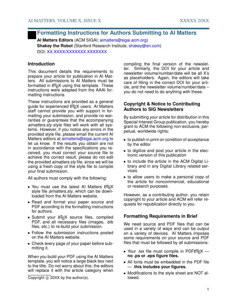 SIGAI AI Matters Template