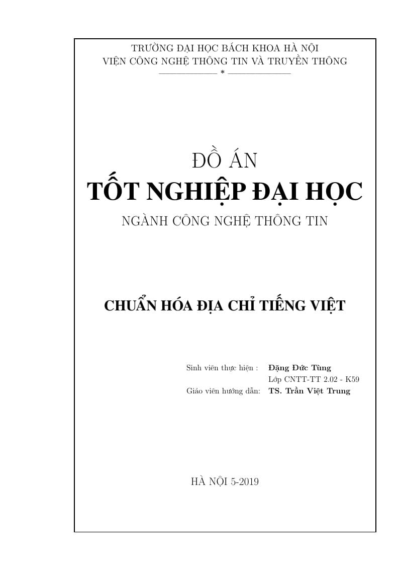 CHUẨN HÓA ĐỊA CHỈ TIẾNG VIỆT