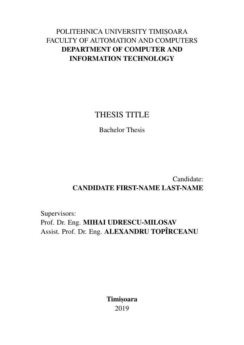 Politehnica University of Timișoara Bachelor Thesis Template