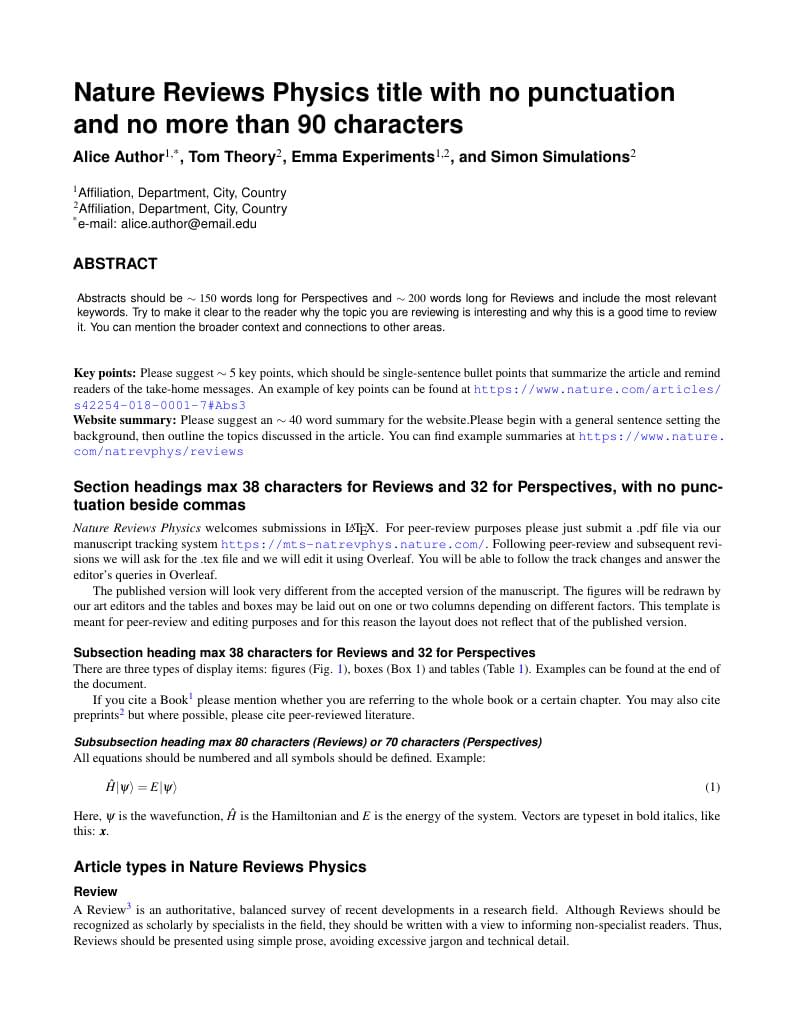 Nature Reviews Physics Template