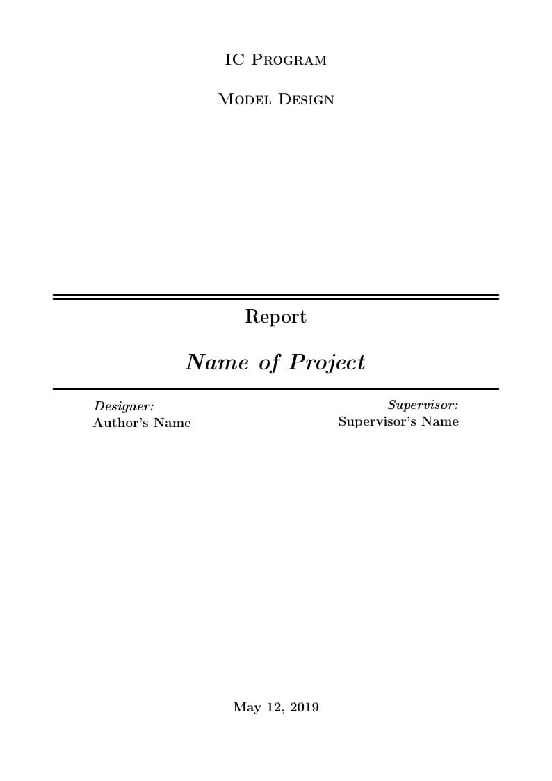 LaTeX Report Template for IC Program Model Design Course
