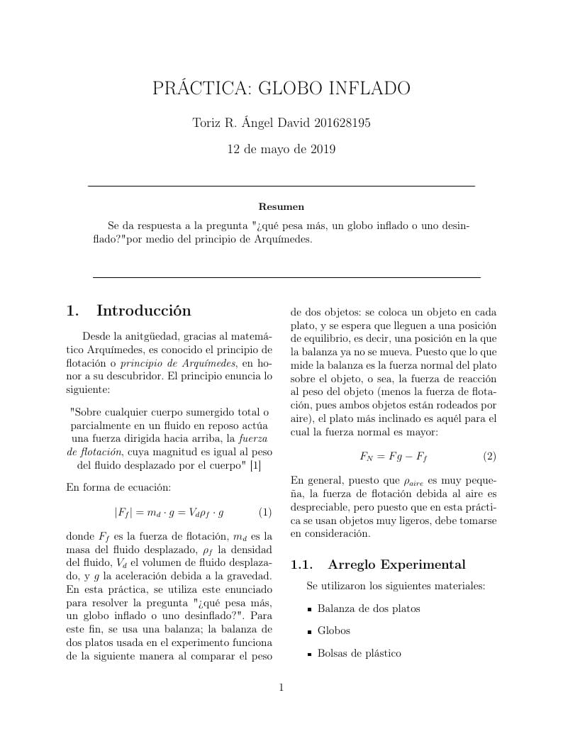 Reporte de práctica: globo inflado