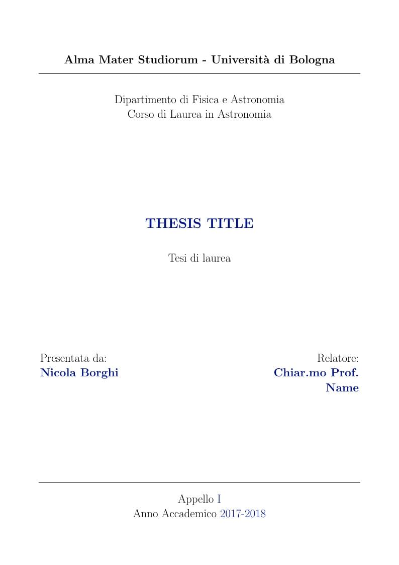 Astronomy Thesis Template by Nicola Borghi