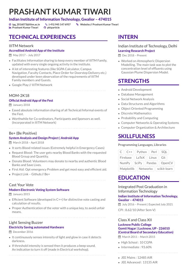 Prashant Kumar Tiwari's Resume