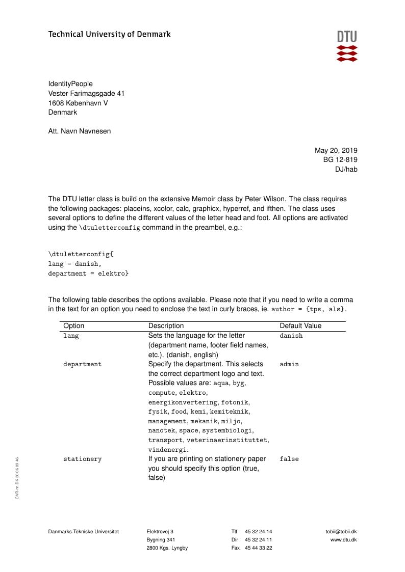DTU Letter