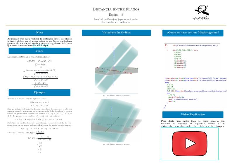 Projecto final Geo 2: Distancia entre planos