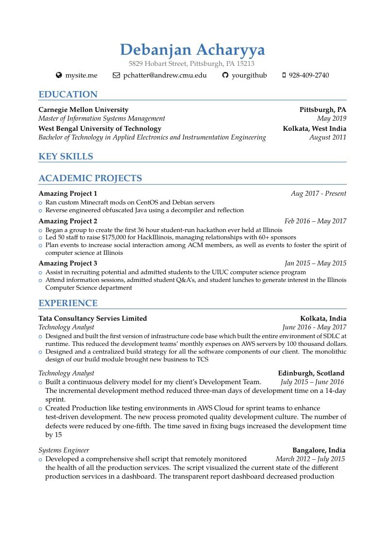 Debanjan Acharyya's CV