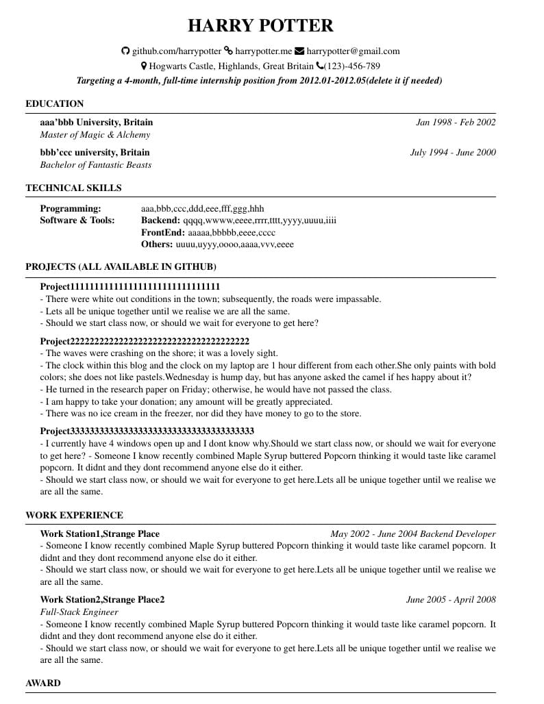Simple and Clear Your Username  Resume