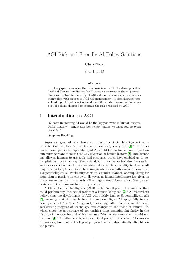 AGI Risk and Friendly AI Policy Solutions
