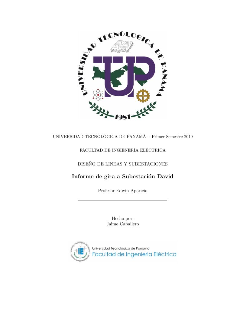 Informe Subestación de David - Plantilla de Reporte UTP