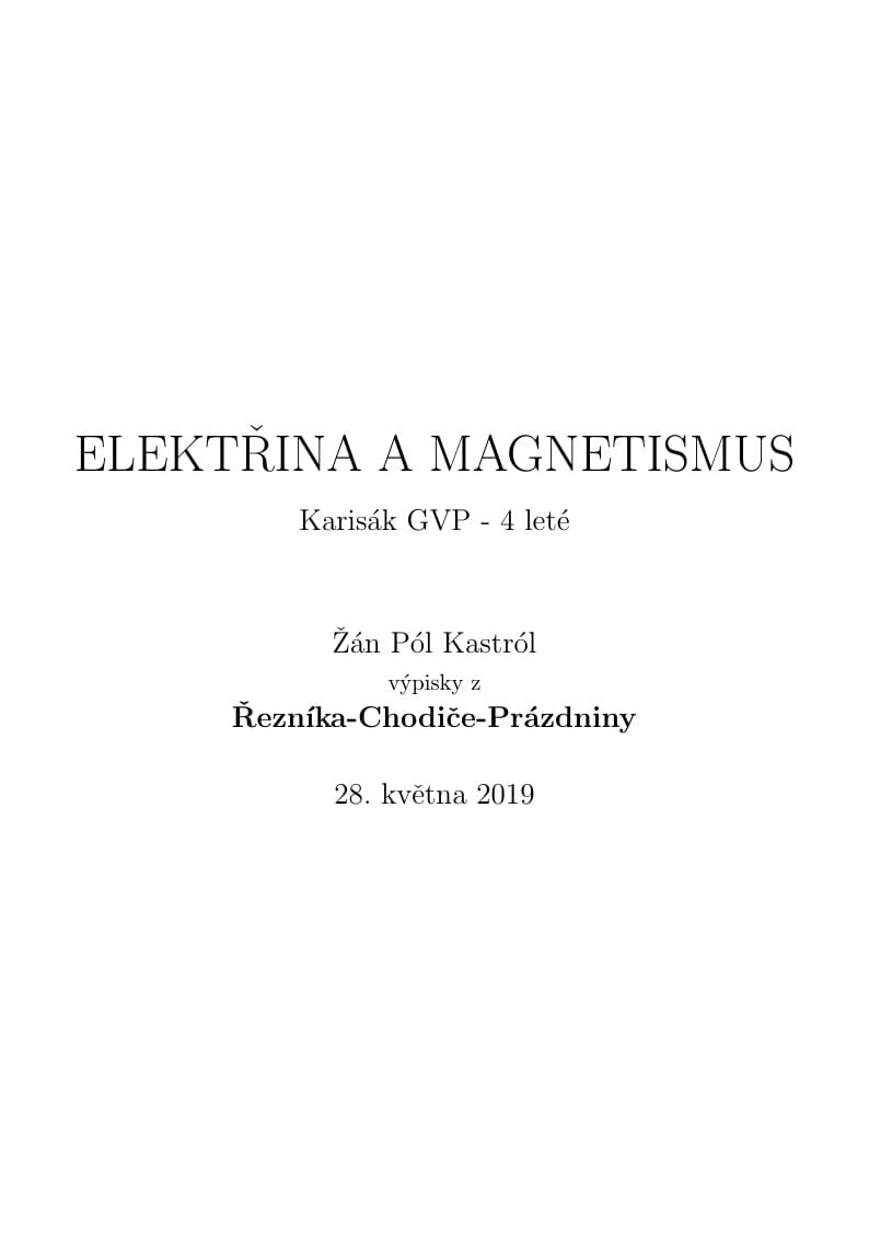 Elektřtina a magnetism