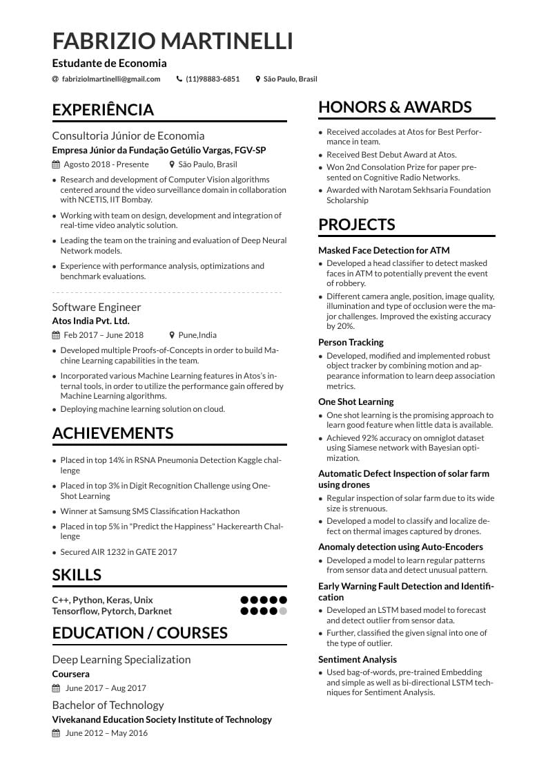 Fabrizio Martinelli's CV
