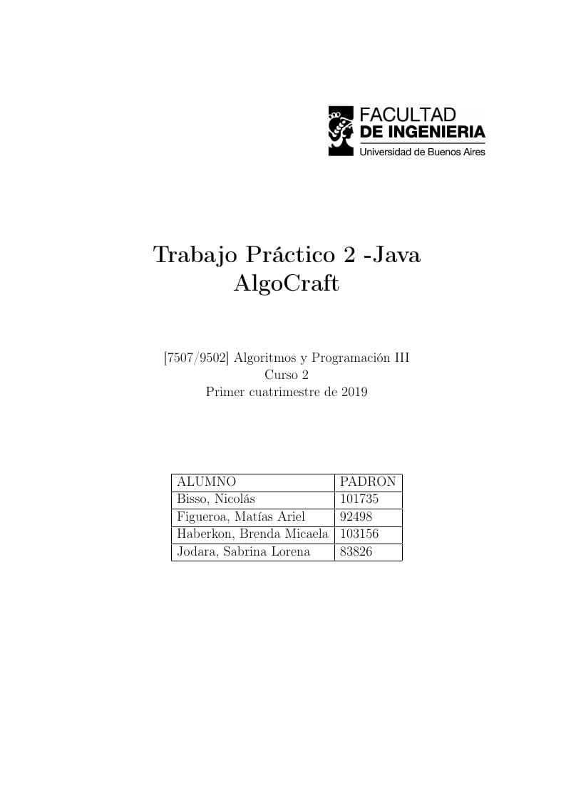 Trabajo Practico AlgoCraft