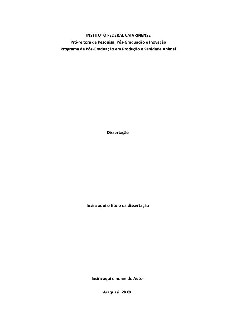 Modelo de Dissertação - Mestrado em Produção e Sanidade Animal