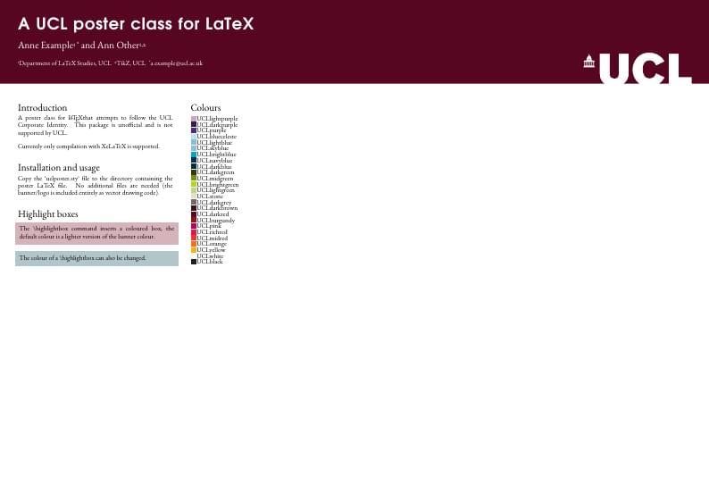A UCL poster class for LaTeX