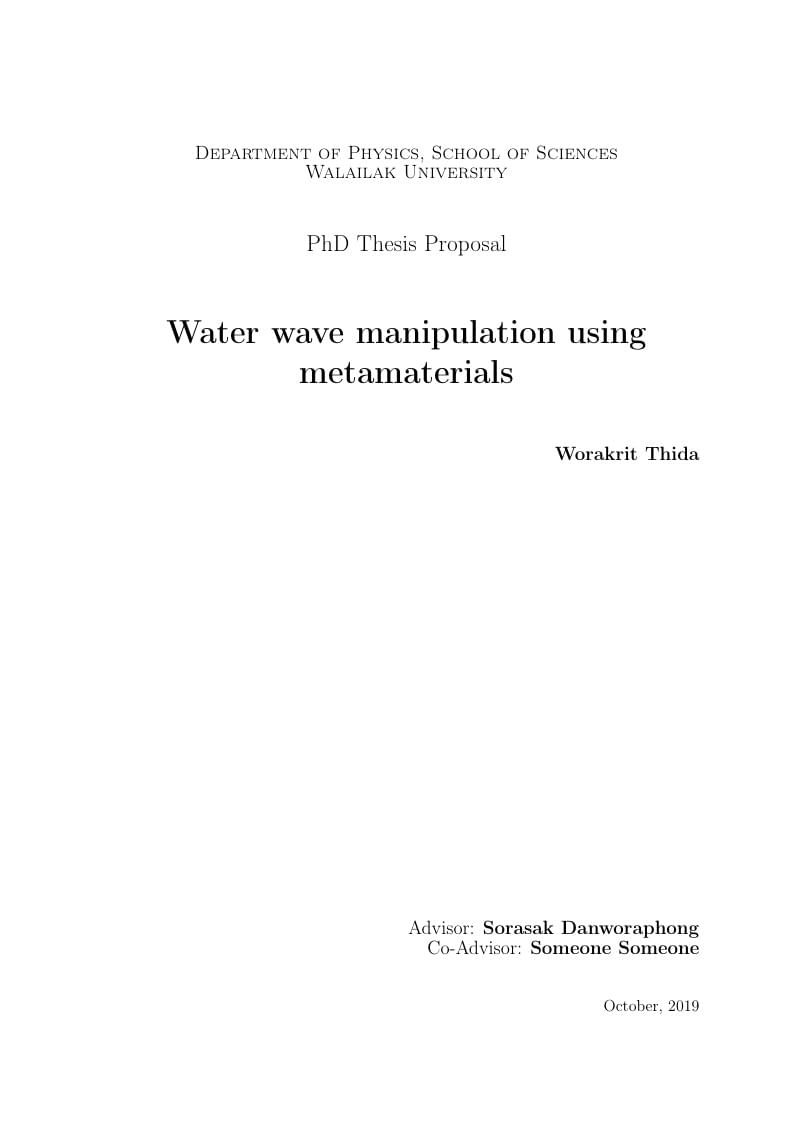 PhD Thesis Proposal for Acoustics Lab Walailak University