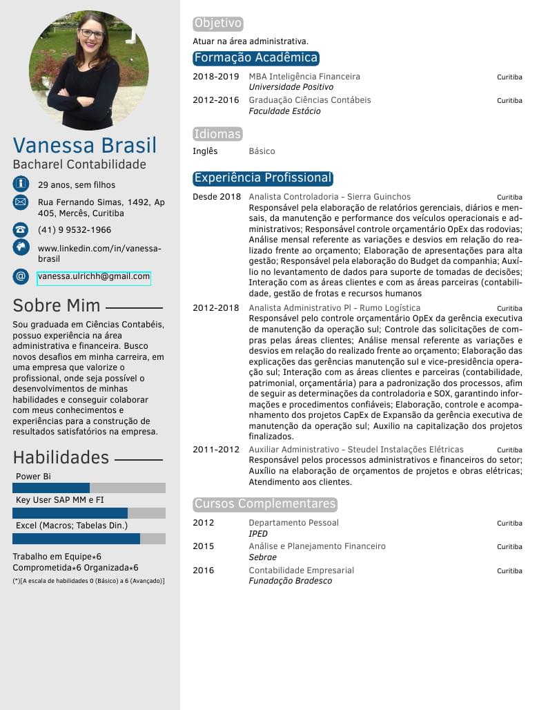 Resume de Vanessa Brasil