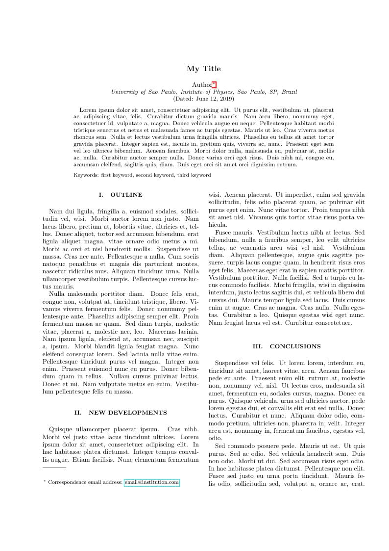 Physics Article Template