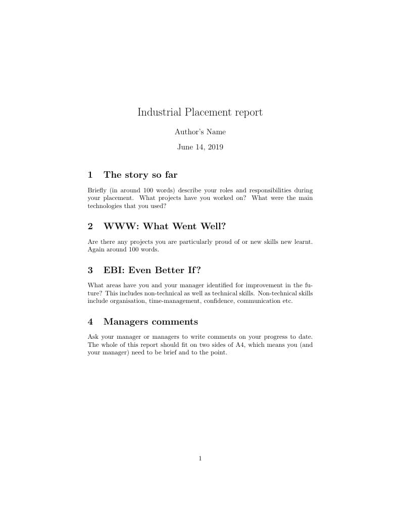 Industrial Placement Report