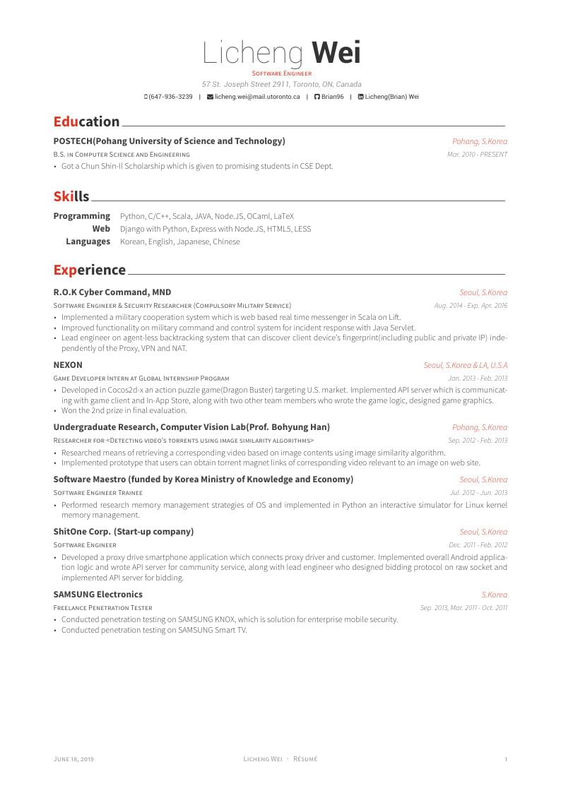 Licheng Wei's CV