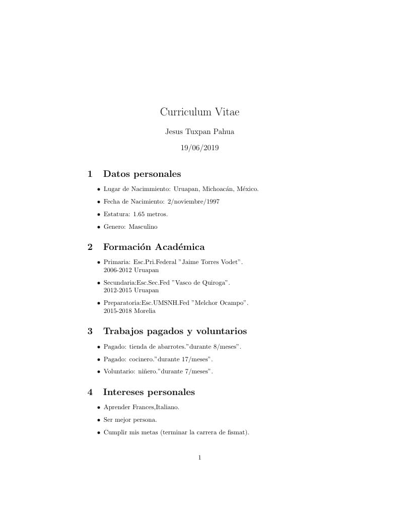 Jesus Tuxpan Pahua's CV