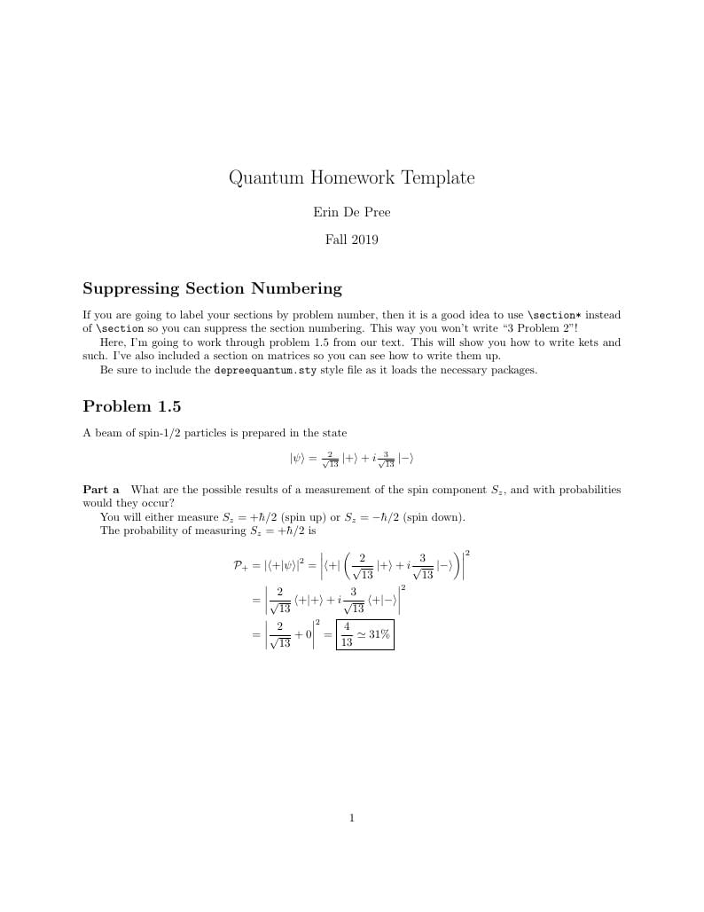 Quantum Homework Template