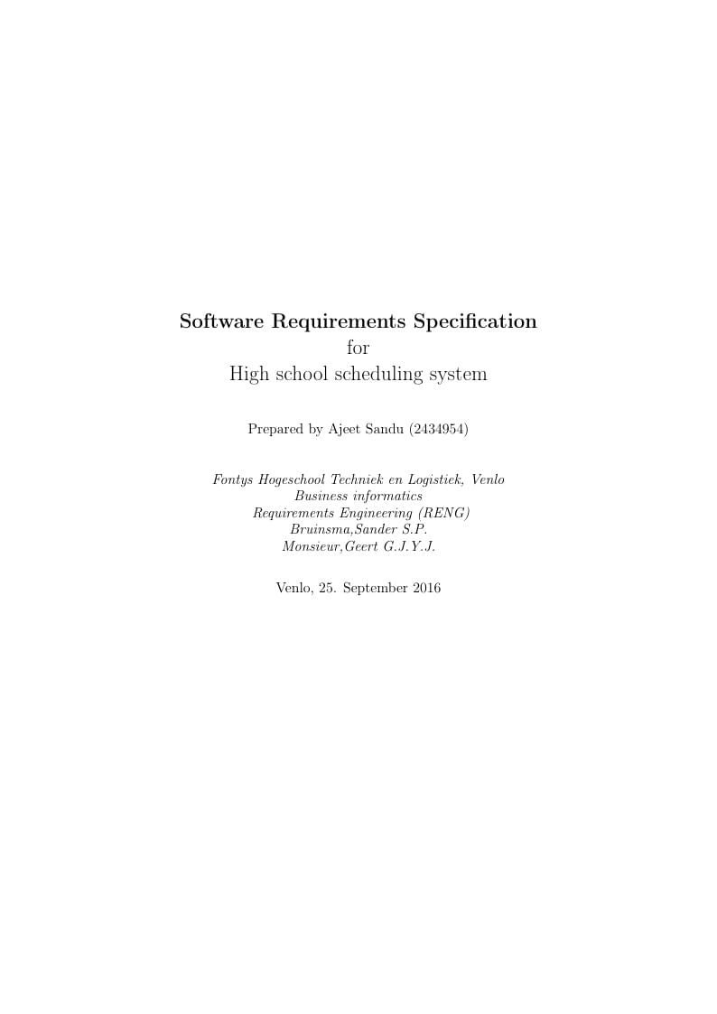 CSE327 Requirements Specification layout
