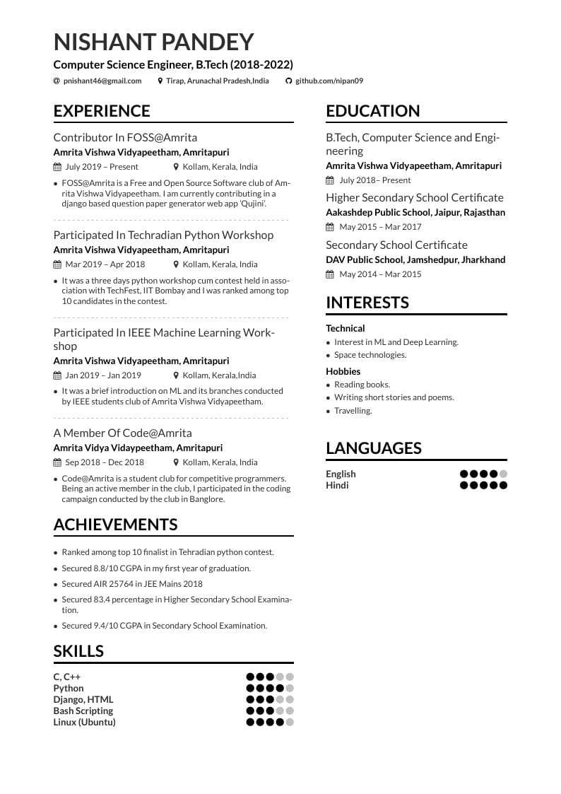 Nishant Pandey's Résumé