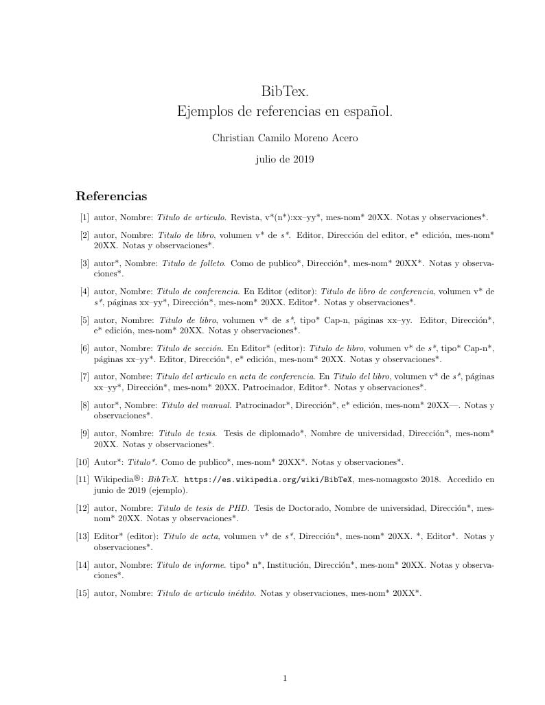 Ejemplos de referencias bibliográficas en español.