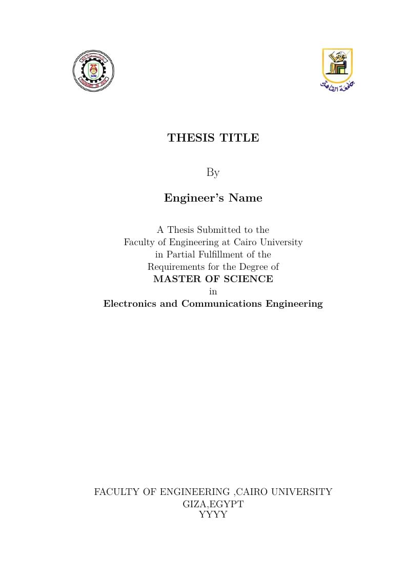 Cairo University Faculty of Engineering Thesis Template 2019