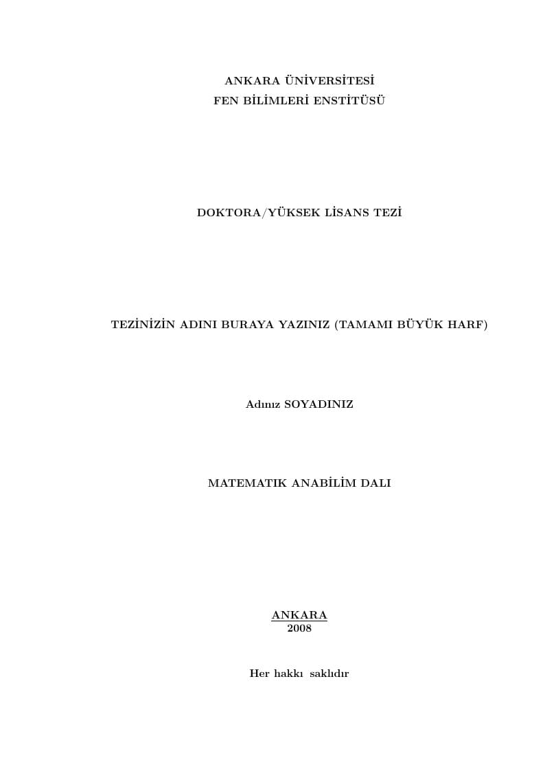 Ankara University Thesis Template