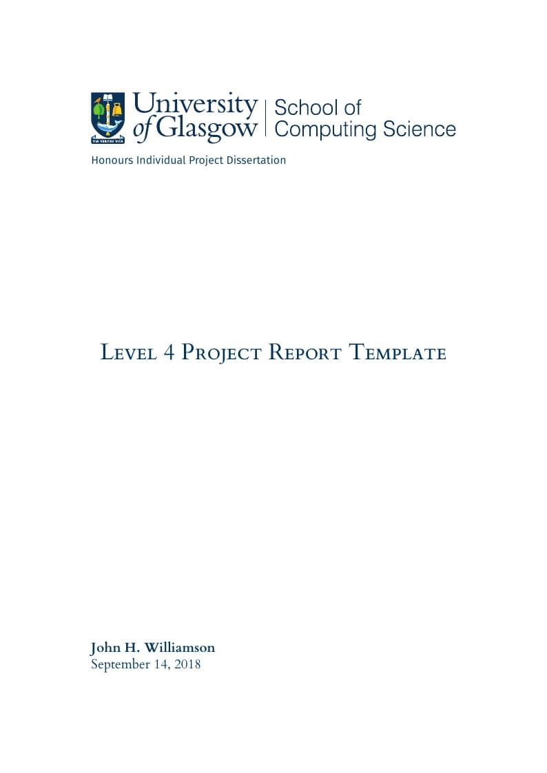 University of Glasgow Level 4 Computing Science Project Template