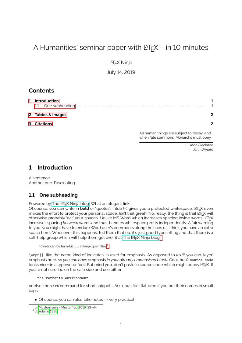 A Humanities' seminar paper with LaTeX in 10min