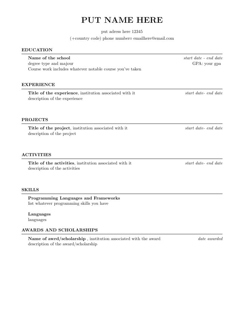 Simplified Medium Length Professioal CV Template