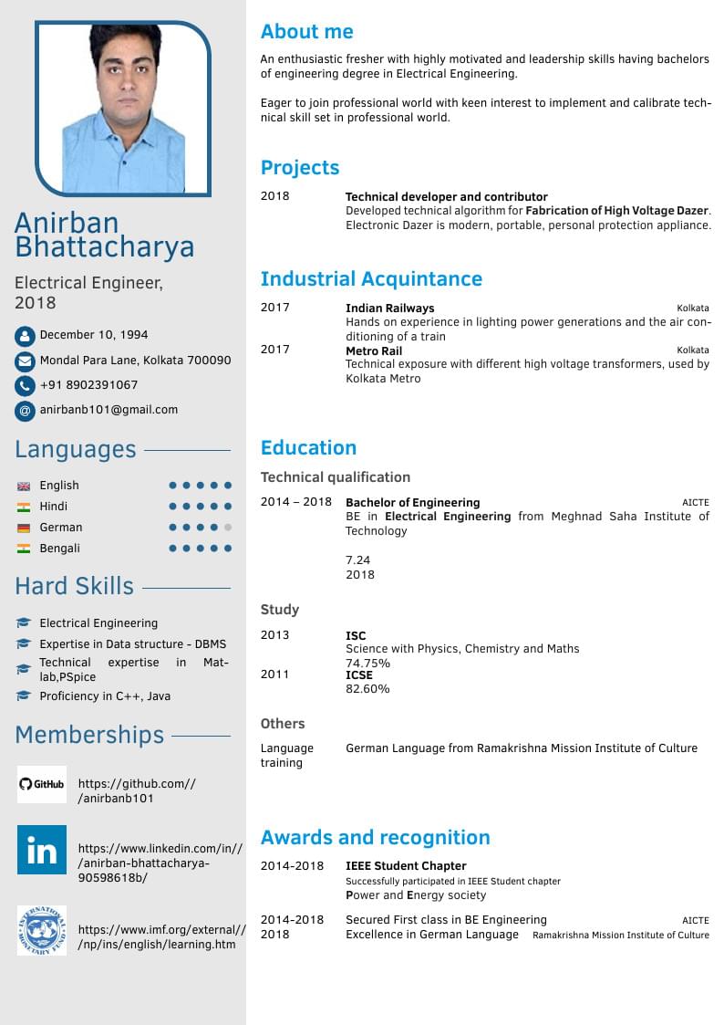 Anirban Bhattacharya's résumé