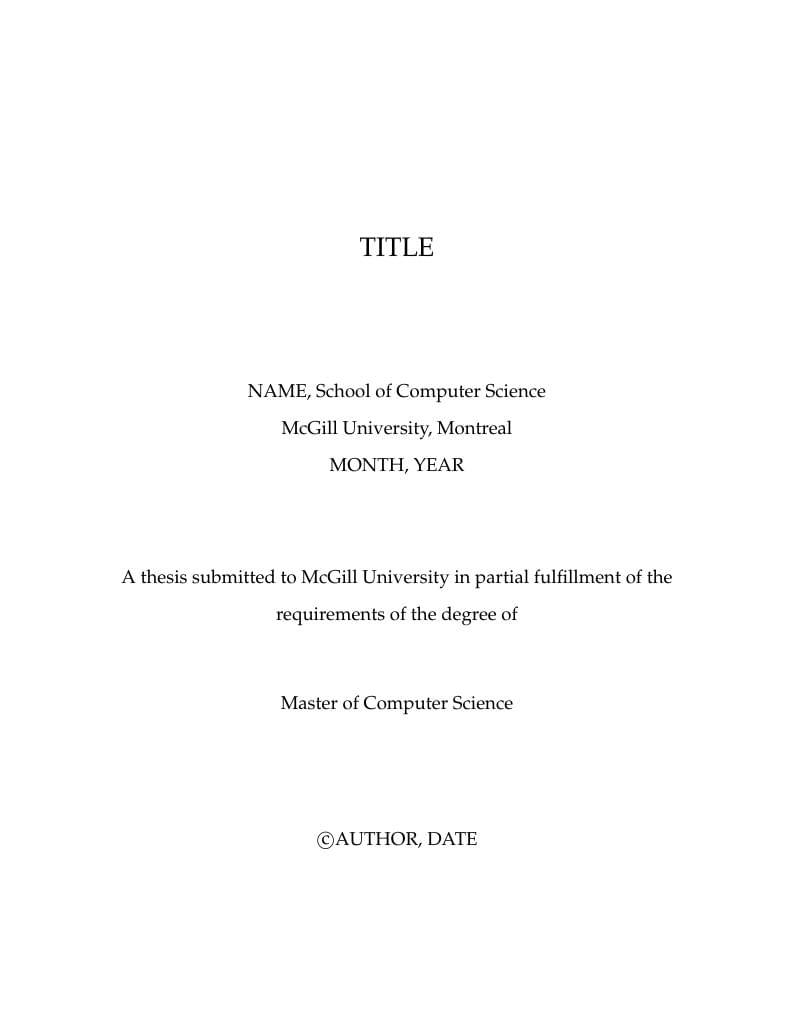 McGill Thesis Template