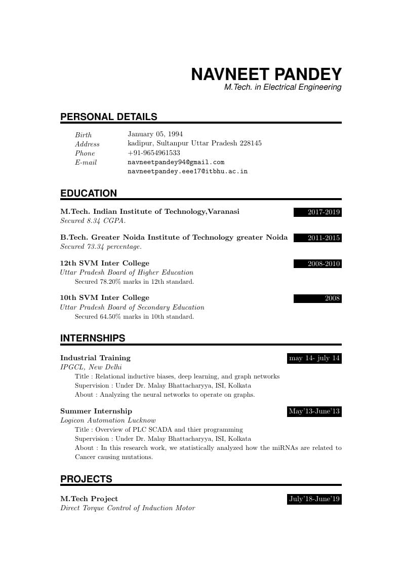 Navneet Pandey's Résumé