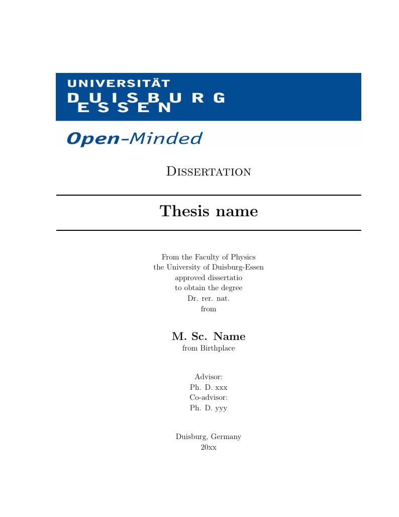 Doktorarbeit Universitaet Duisburg-Essen