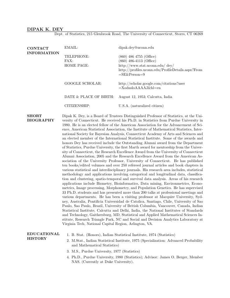 Dipak Dey: CV
