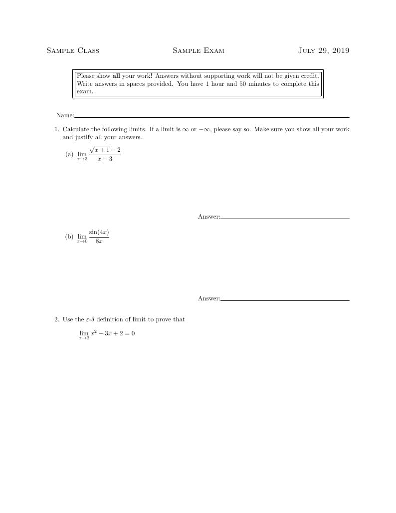 Math Exam