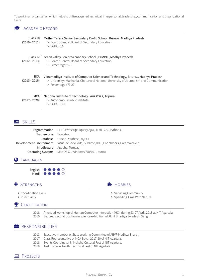 Prakhar Gupta's CV