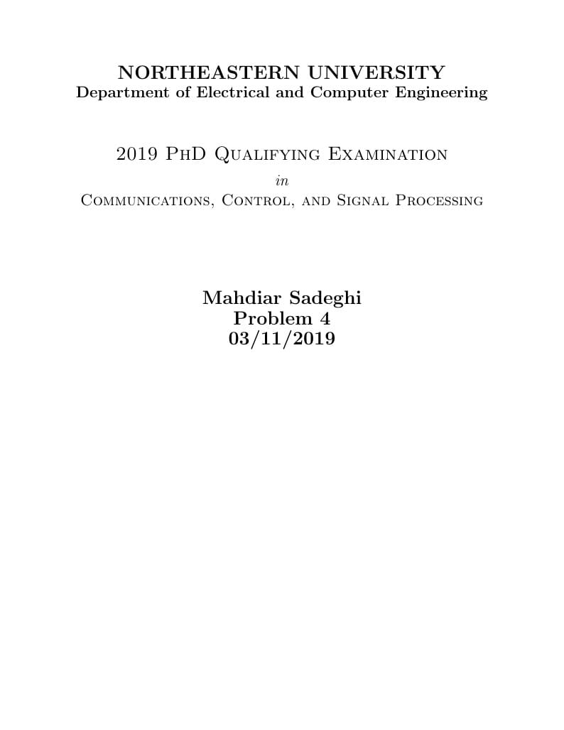 Northeastern University Qualifying Exam