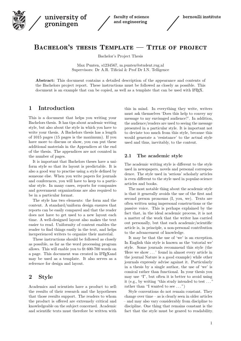 Bachelor's Thesis Template