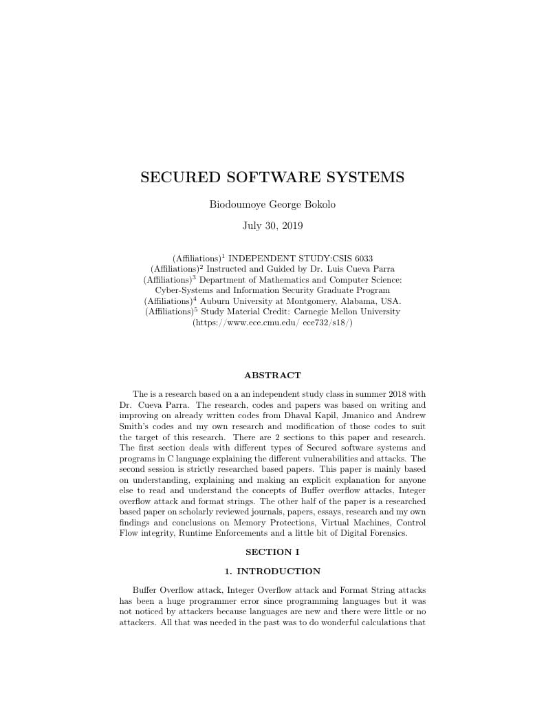 SECURED SOFTWARE SYSTEMS