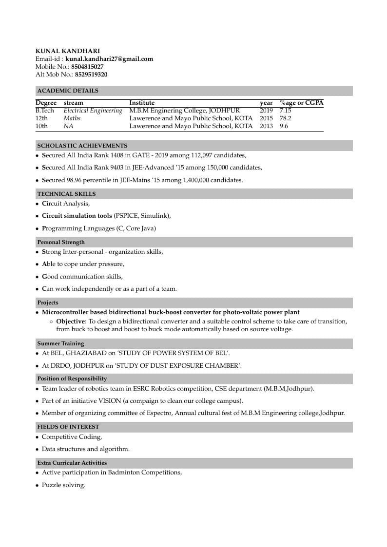 Kunal's Resume