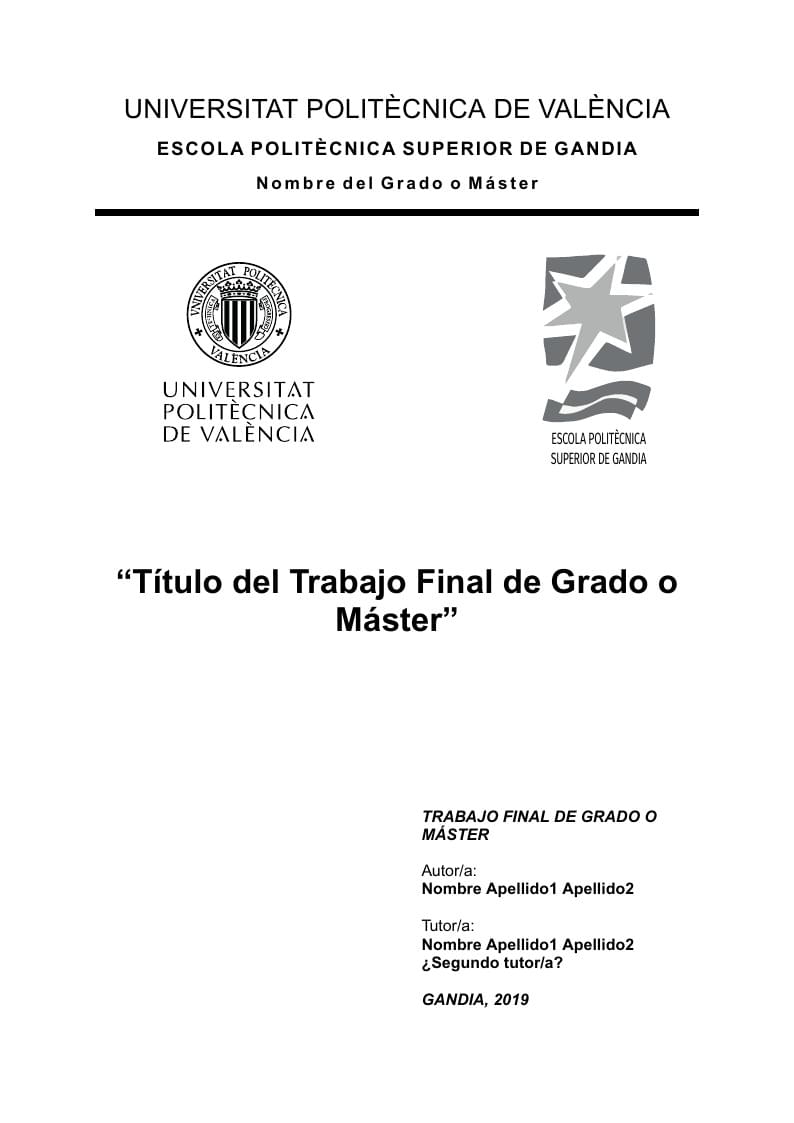 TFG/TFM para la Escuela Politécnica Superior de Gandía (UPV)