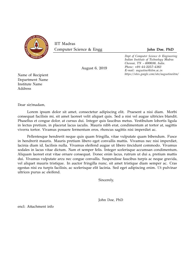 IIT Madras Letterhead Template