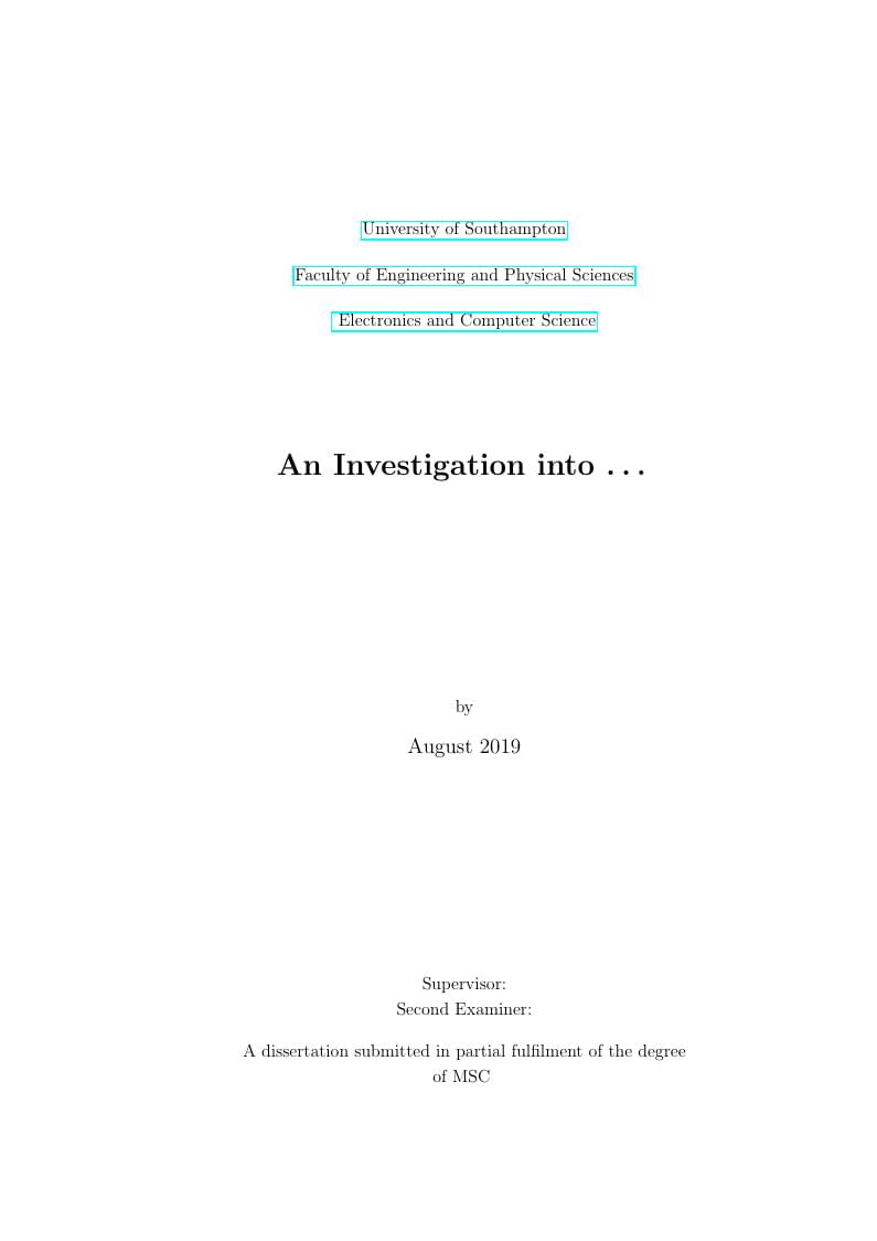 MSC thesis University of Southampton 2019