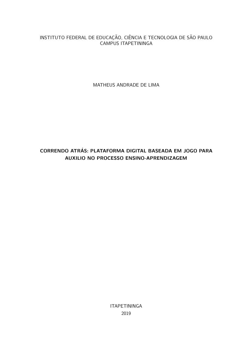 Modelo de Monografia do Curso de Pós Graduação em Informatica Aplicada a Educação do IFSP Campus Itapetininga